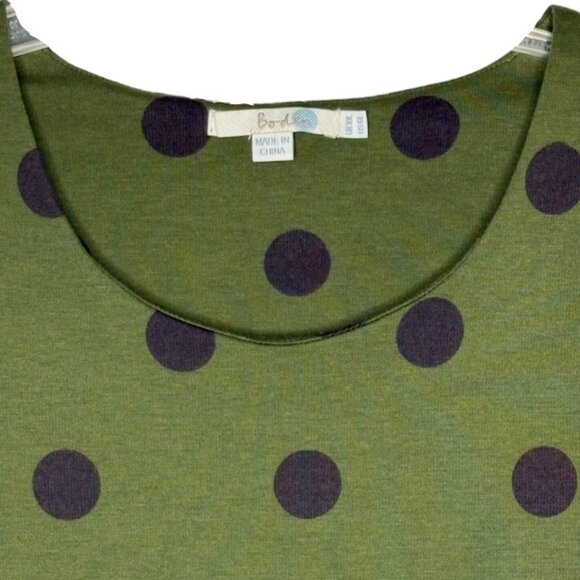 Boden WH278 Joyful Jersey Short Sleeved Polka Dot Dress - Olive/Black - 6L - Picture 3 of 8